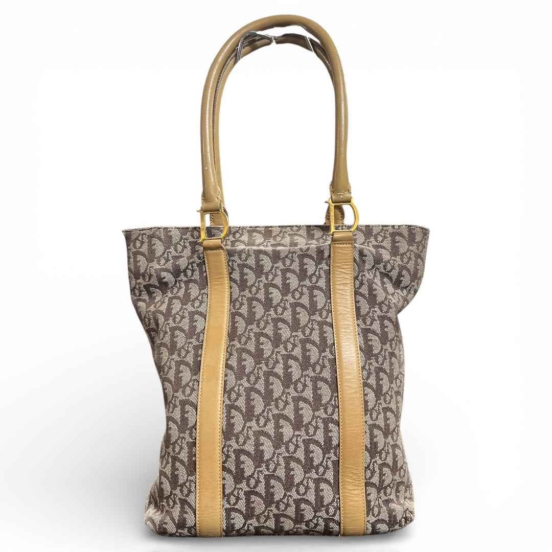 T-Family Christian Dior Logo Tote Bag Beige/Brown | Authentic Pre-Owned Luxury