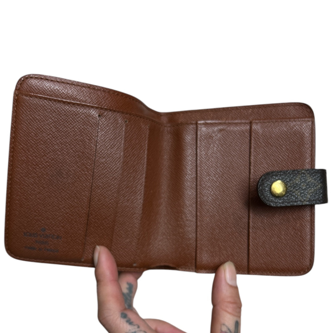 LOUIS VUITTON Monogram Compact Zip Wallet Brown Gold Hardware | Authentic Pre-Owned Luxury