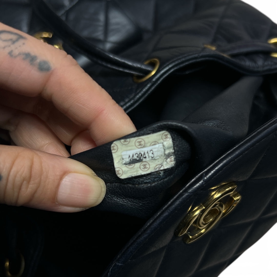 CHANEL Lambskin Quilted Duma Backpack Black Gold Hardware | Authentic Pre-Owned Luxury