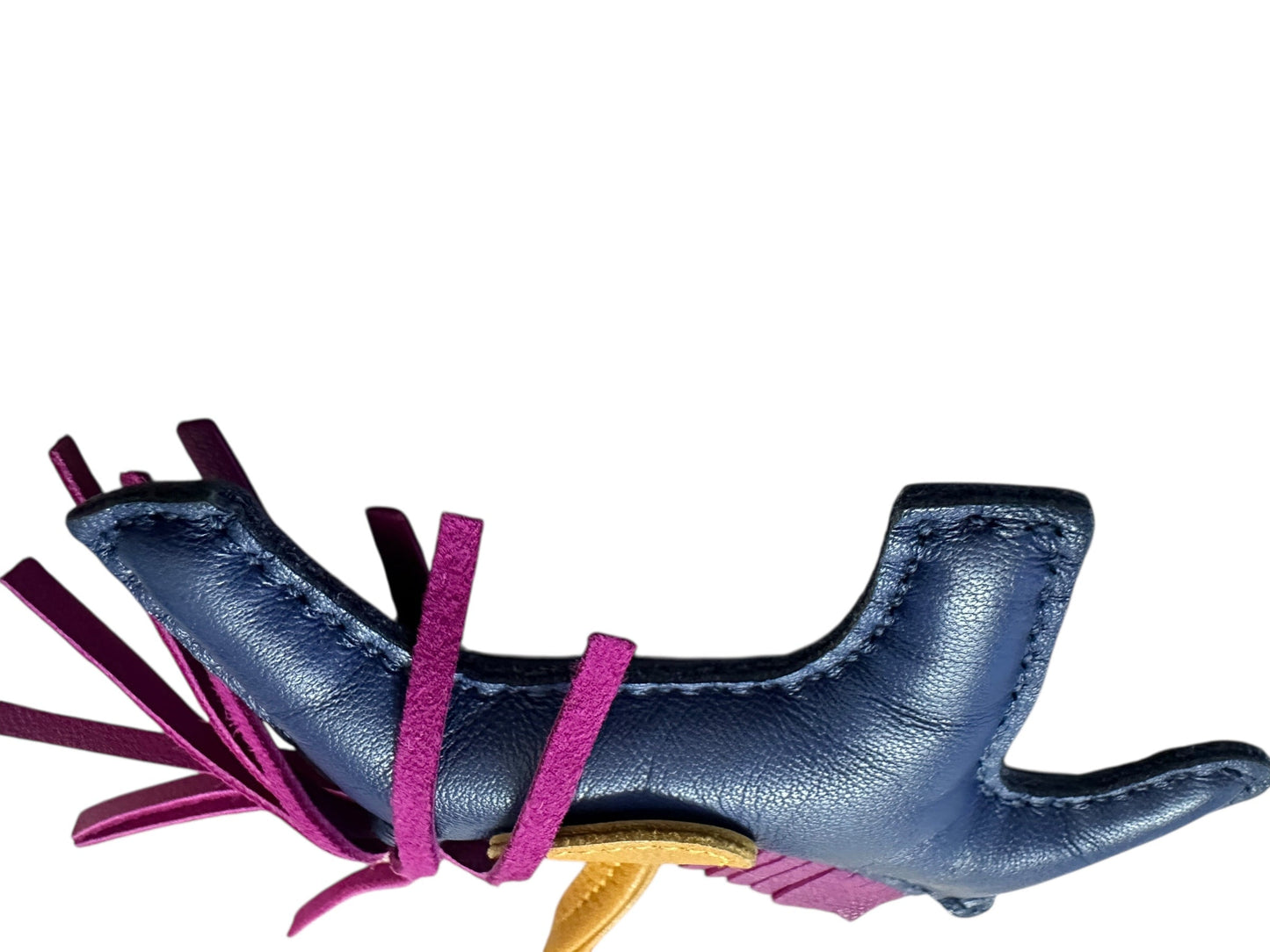 HERMES Leather Rodeo PM Bag Charm Navy/Yellow/Purple | Authentic Pre-Owned Luxury
