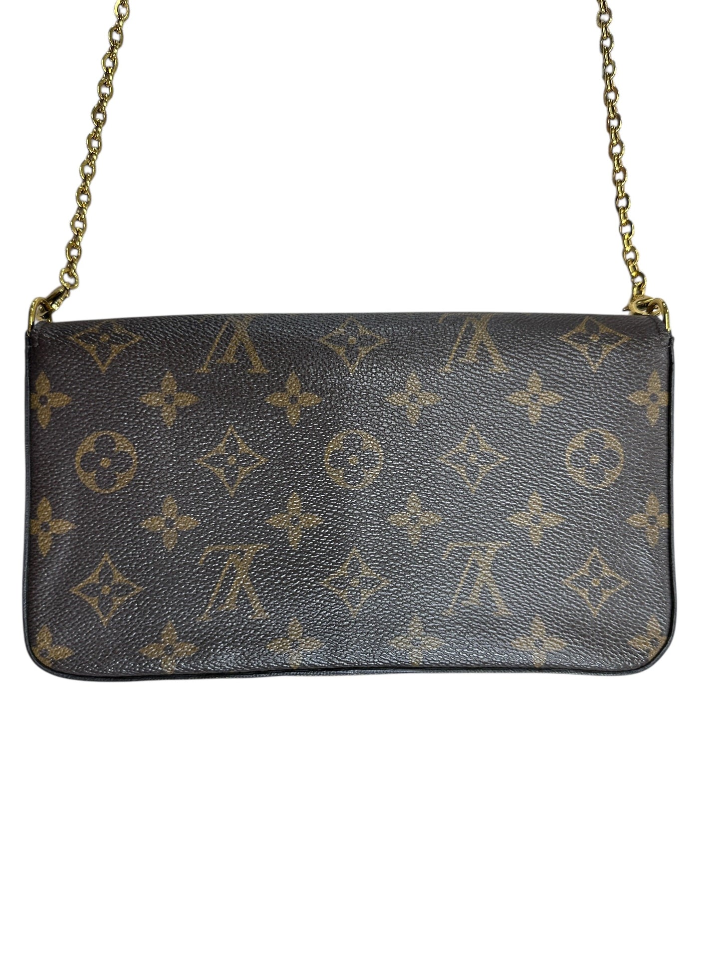 LOUIS VUITTON Monogram Felicie Pochette Crossbody Bag Brown/Fuchsia Gold Hardware | Authentic Pre-Owned Luxury