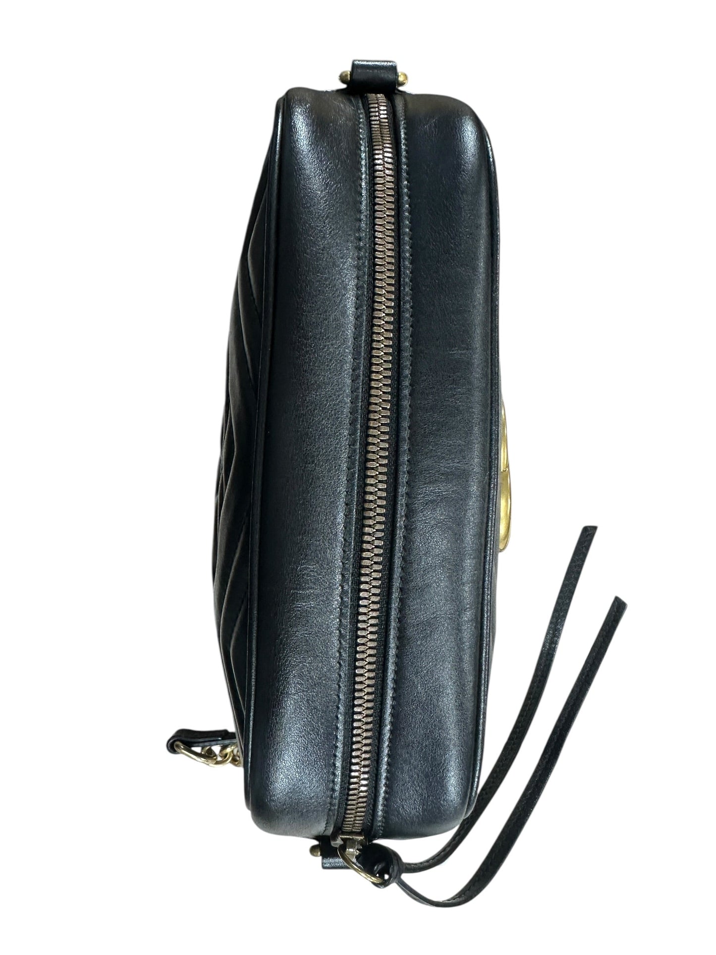 GUCCI Matelassé Leather GG Marmont Crossbody Bag Black Gold Hardware | Authentic Pre-Owned Luxury
