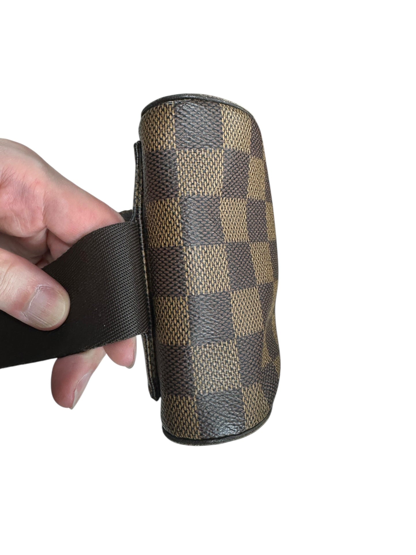 LOUIS VUITTON Damier Ebene Bumbag Belt Bag Brown Gold Hardware | Authentic Pre-Owned Luxury