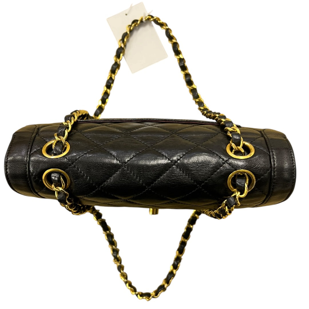CHANEL Quilted Lambskin Paris Limited Double Flap Shoulder Bag Black Gold Hardware | Authentic Pre-Owned Luxury