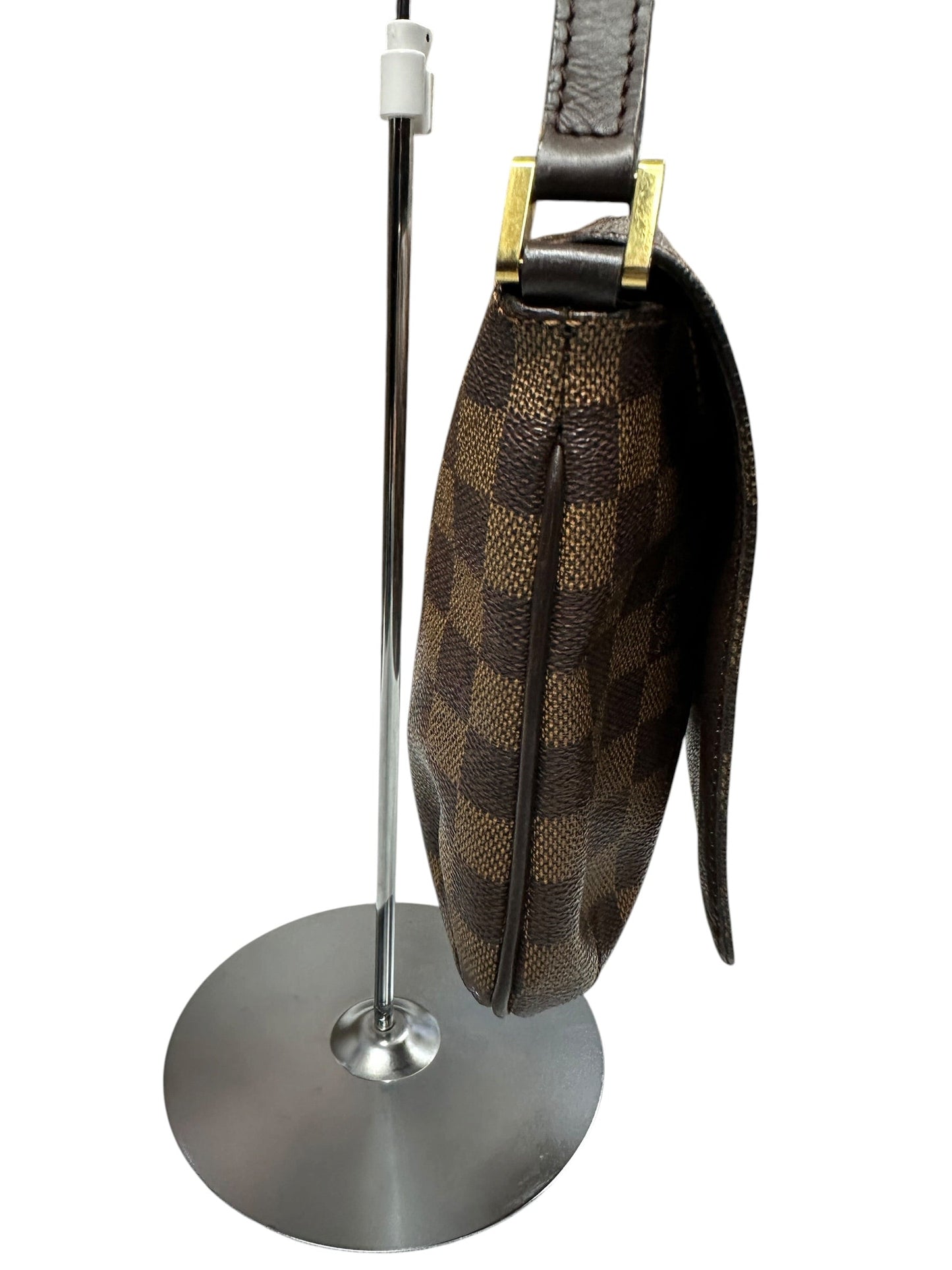 LOUIS VUITTON Damier Ebene Musette Tango Shoulder Bag Brown Gold Hardware | Authentic Pre-Owned Luxury