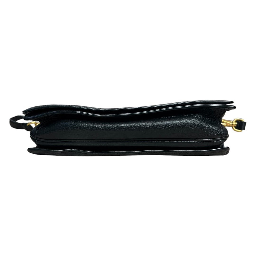 PRADA Vitello Daino Pebbled Leather Crossbody Flap Bag Black Gold Hardware | Authentic Pre-Owned Luxury
