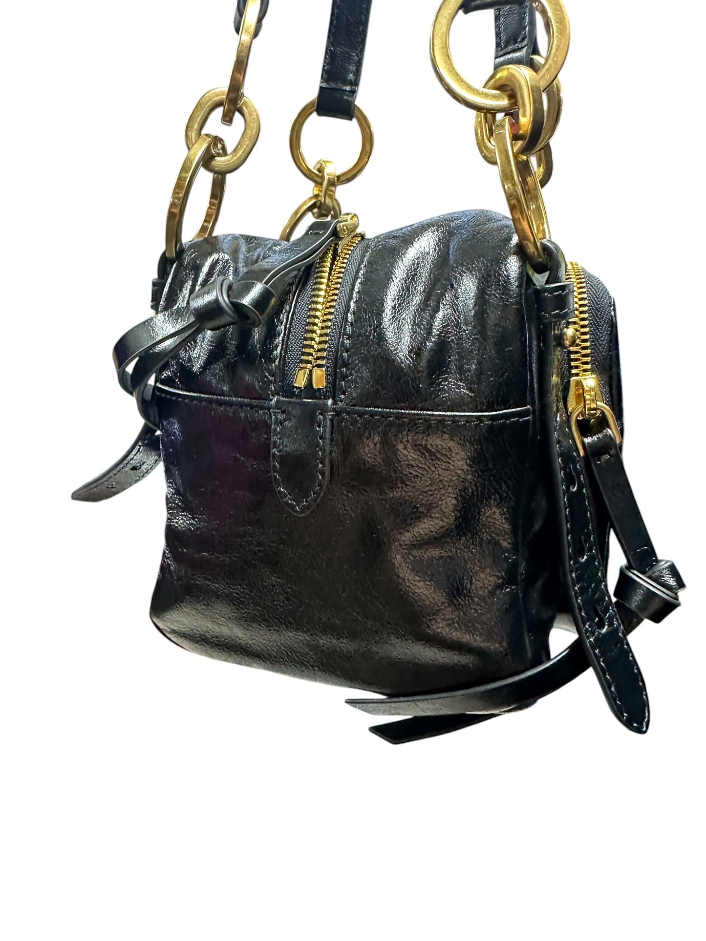 PRADA Glace Calfskin Multi Pocket Shoulder Bag Black Gold Hardware | Authentic Pre-Owned Luxury