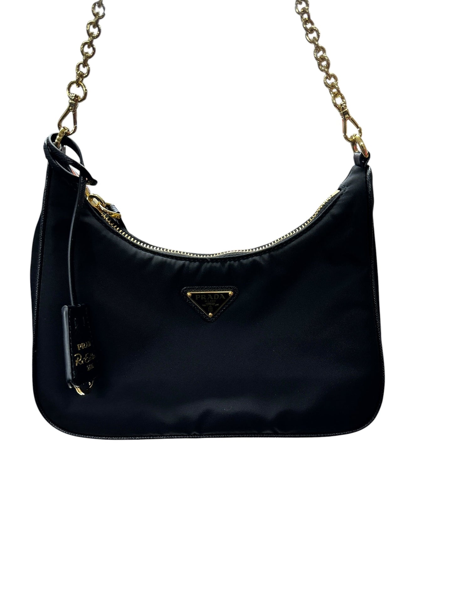 PRADA Re-Edition 2005 Nylon Chain Shoulder Bag Black Gold Hardware | Authentic Pre-Owned Luxury