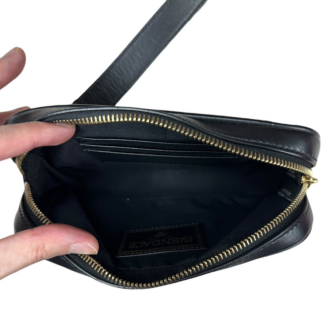 FENDI x VERSACE FENDACE Smooth Leather Camera Crossbody Bag Black Gold Hardware | Authentic Pre-Owned Luxury