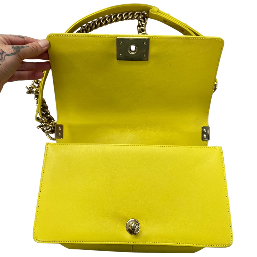 CHANEL Lambskin & Raffia Boy Handbag Yellow Gold Hardware | Authentic Pre-Owned Luxury