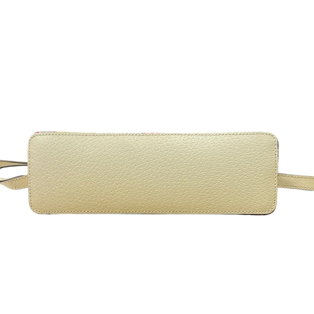 GUCCI GG Flora Canvas Ophidia GG Flora Small Shoulder Bag, Beige/Ebony (canvas) with Multicolor Floral Print and Cream/Off-white Leather Trim, Gold Hardware, | Authentic Pre-Owned Luxury