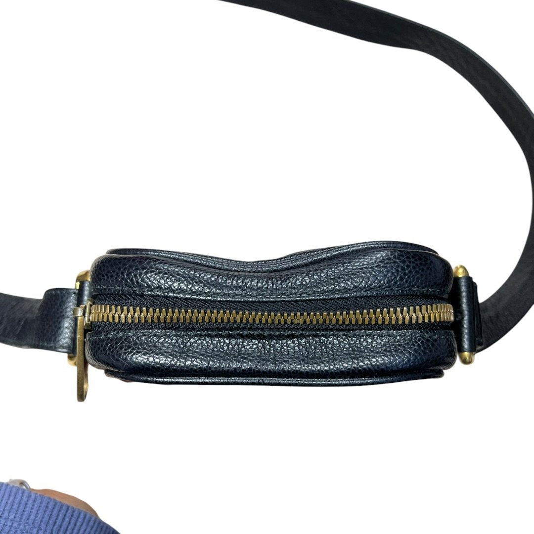 GUCCI Grained Leather Gucci Print Leather Shoulder Bag Black Gold Hardware | Authentic Pre-Owned Luxury