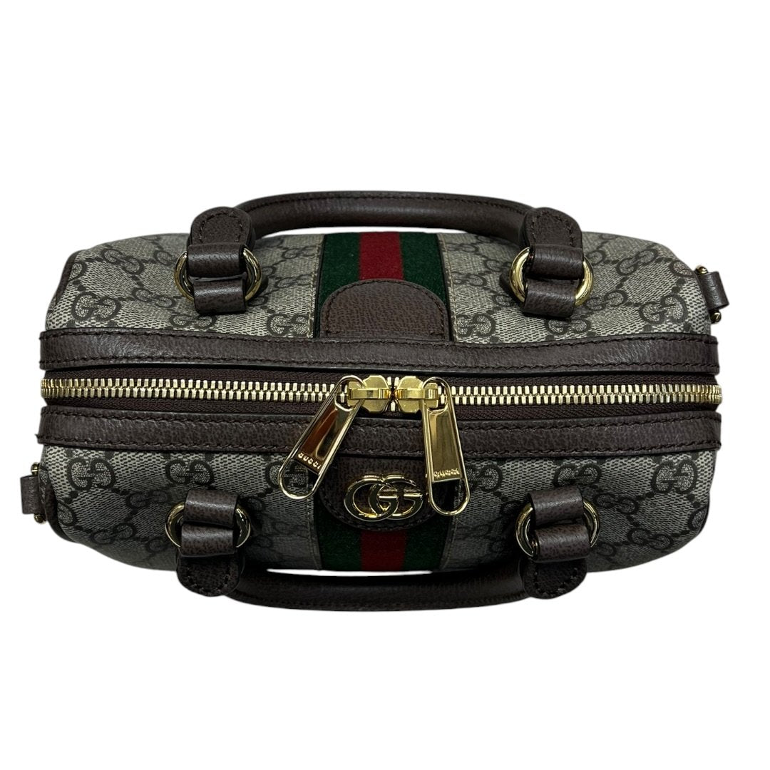 GUCCI GG Supreme Canvas Ophidia Mini Top Handle Bag Handbag Beige, Ebony, Dark Brown, Green, Red Gold Hardware | Authentic Pre-Owned Luxury
