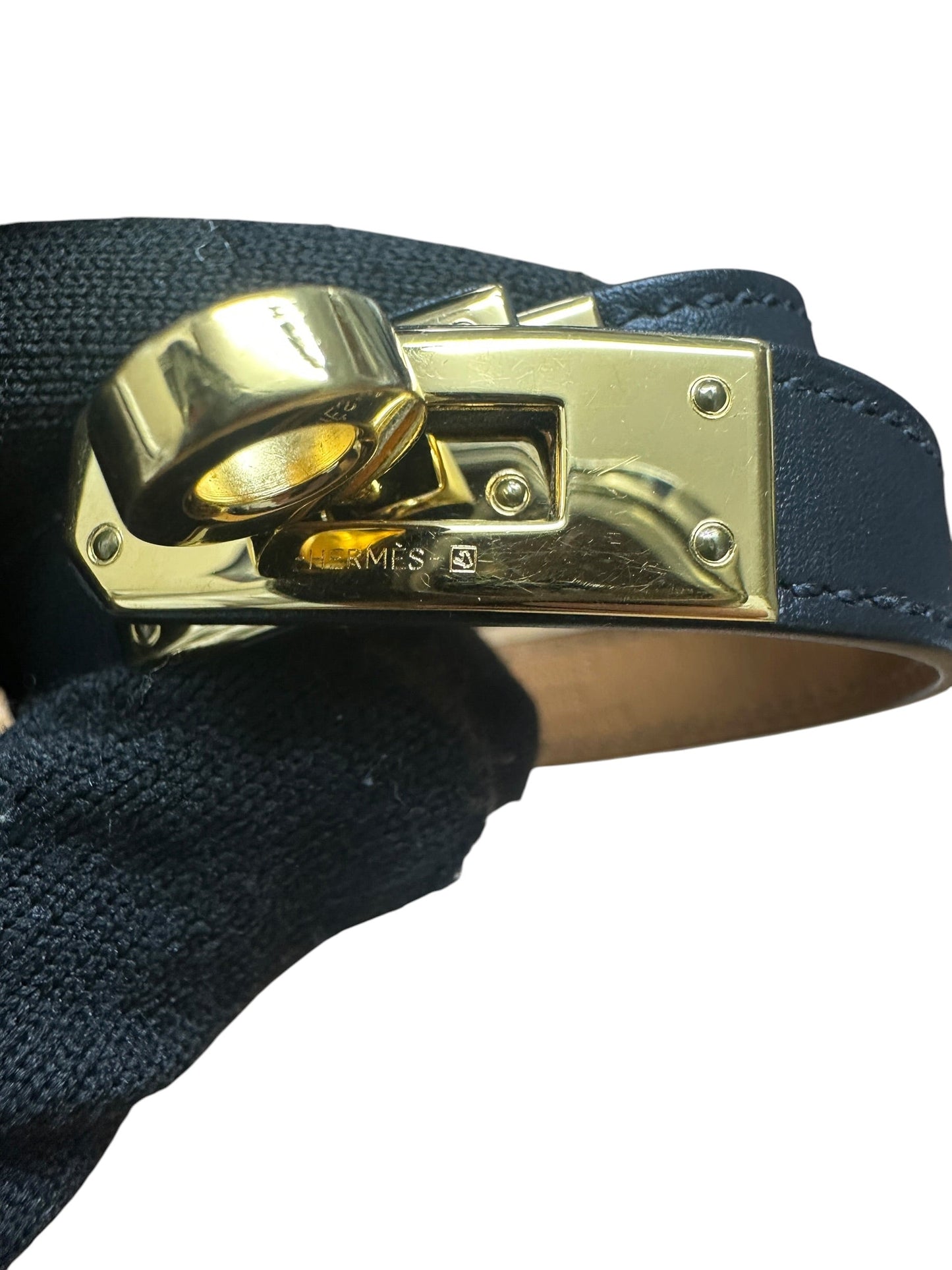 HERMES Box Calf Kelly Double Tour Bracelet Black Gold Hardware | Authentic Pre-Owned Luxury