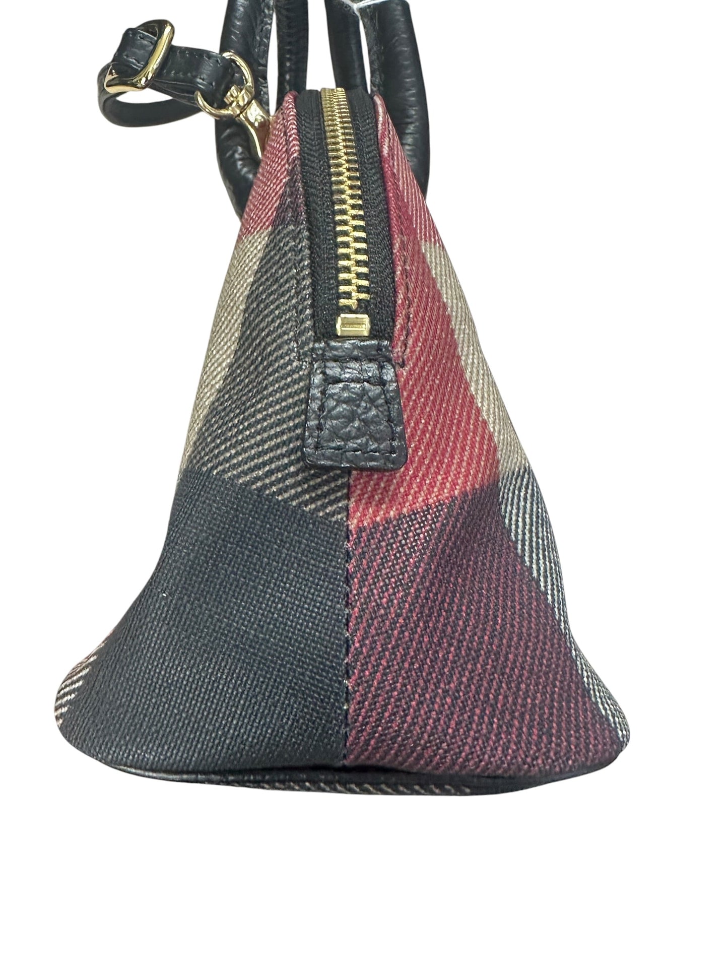BURBERRY Blue Label Crestbridge Mega Check Canvas 2way Mini Dome Handbag Red Black Gold Hardware | Authentic Pre-Owned Luxury
