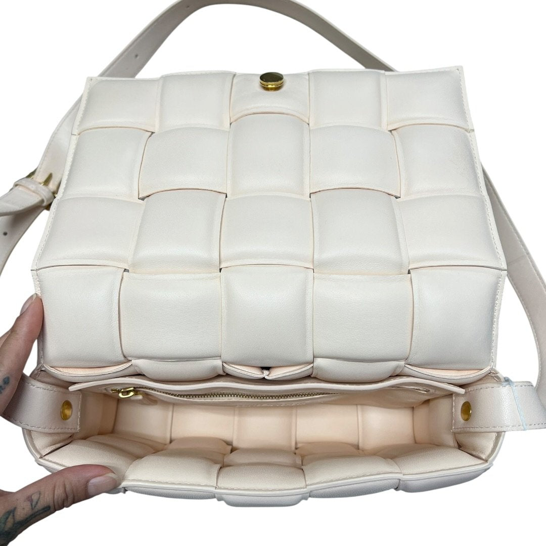 BOTTEGA VENETA Nappa Leather Padded Cassette Bag Shoulder Bag Chalk Gold Hardware | Authentic Pre-Owned Luxury