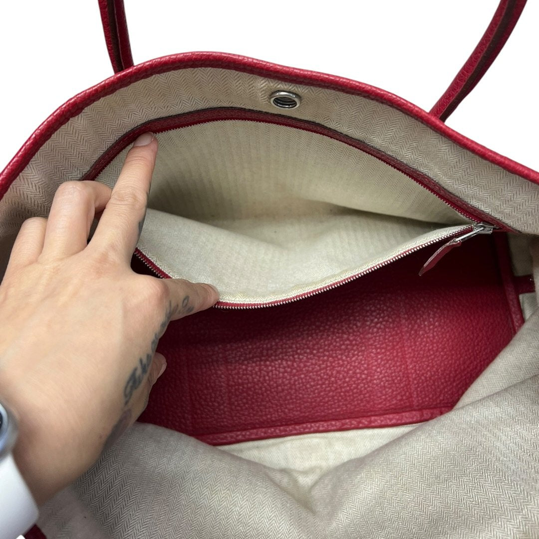HERMES Negonda Garden Party Tote Red Silver Hardware | Authentic Pre-Owned Luxury