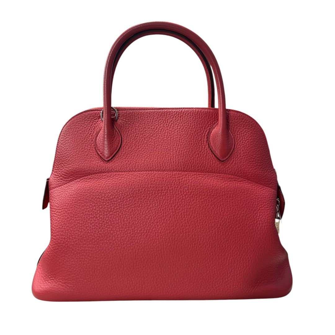 HERMES Clemence Bolide 31 Handbag Red Silver Hardware | Authentic Pre-Owned Luxury