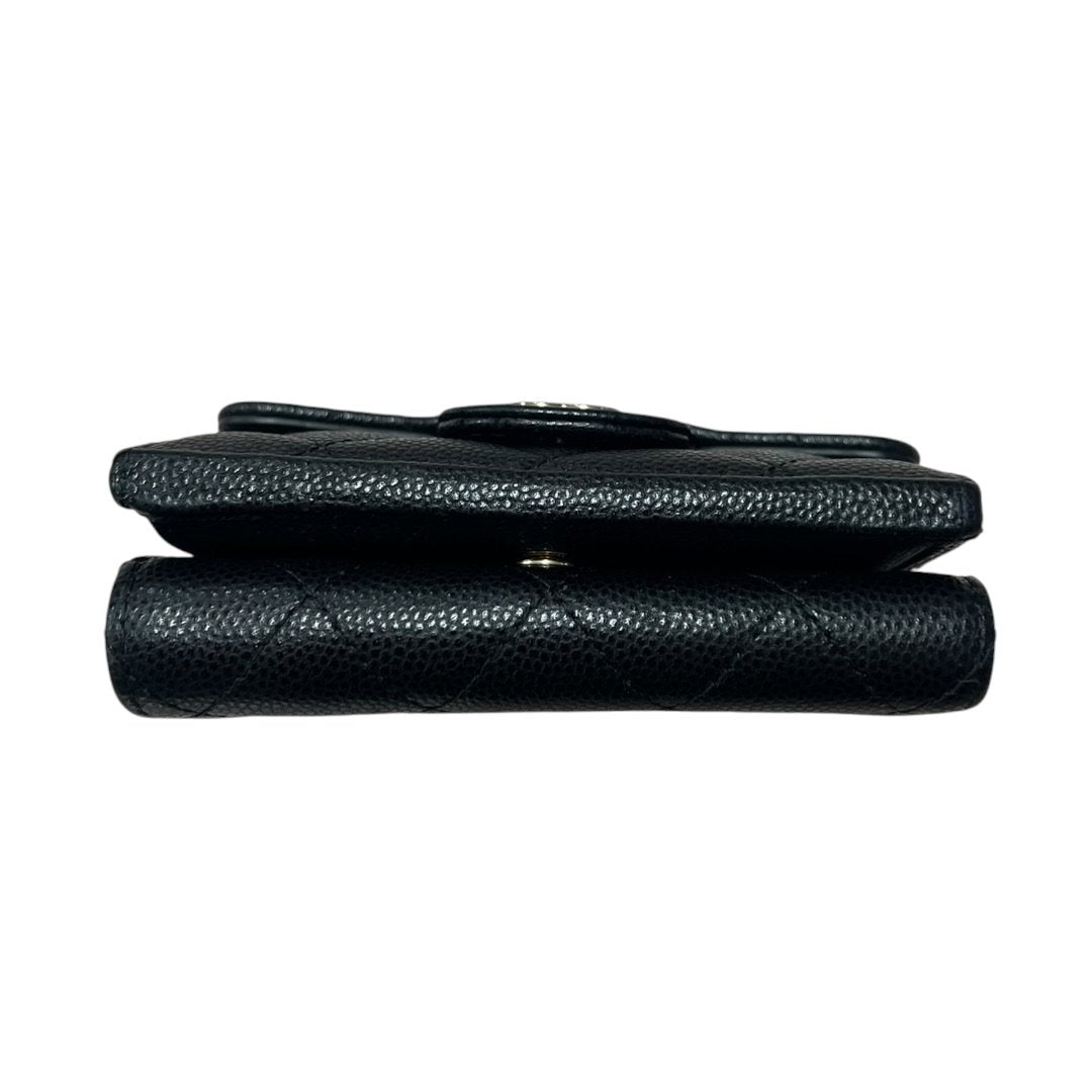 CHANEL Caviar Leather Classic Flap Trifold Wallet Wallet Black / Burgundy Gold Hardware | Authentic Pre-Owned Luxury