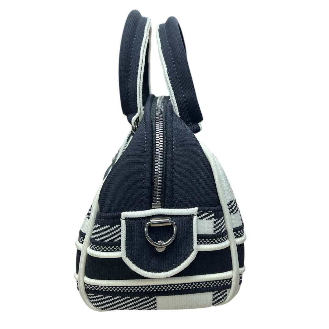 CHRISTIAN DIOR Check Jacquard Vibe Bowling Bag Black White Silver Hardware | Authentic Pre-Owned Luxury