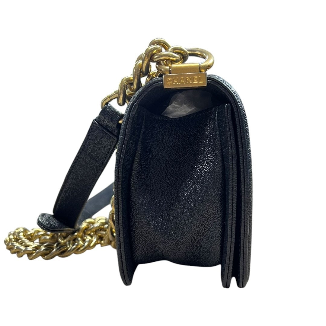 CHANEL Caviar Leather Boy Bag Shoulder Bag Black Gold Hardware | Authentic Pre-Owned Luxury