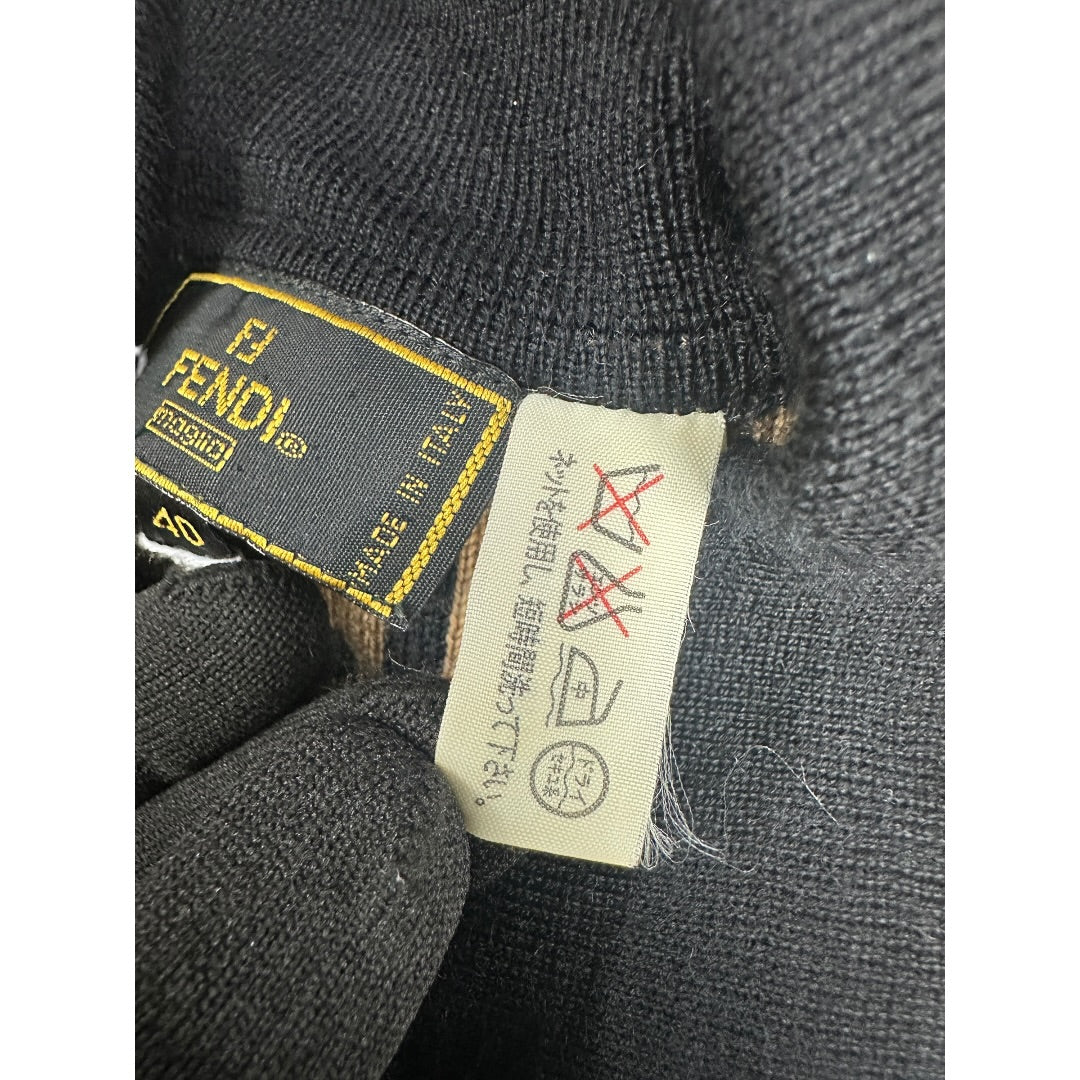 FENDI Zucca Knit Cardigan Black Beige | Authentic Pre-Owned Luxury