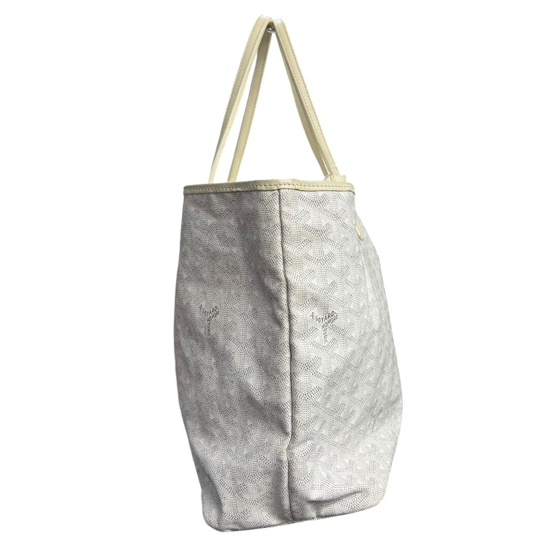 GOYARD Goyardine Canvas St. Louis GM Tote Bag White and Light Beige Silver Hardware | Authentic Pre-Owned Luxury