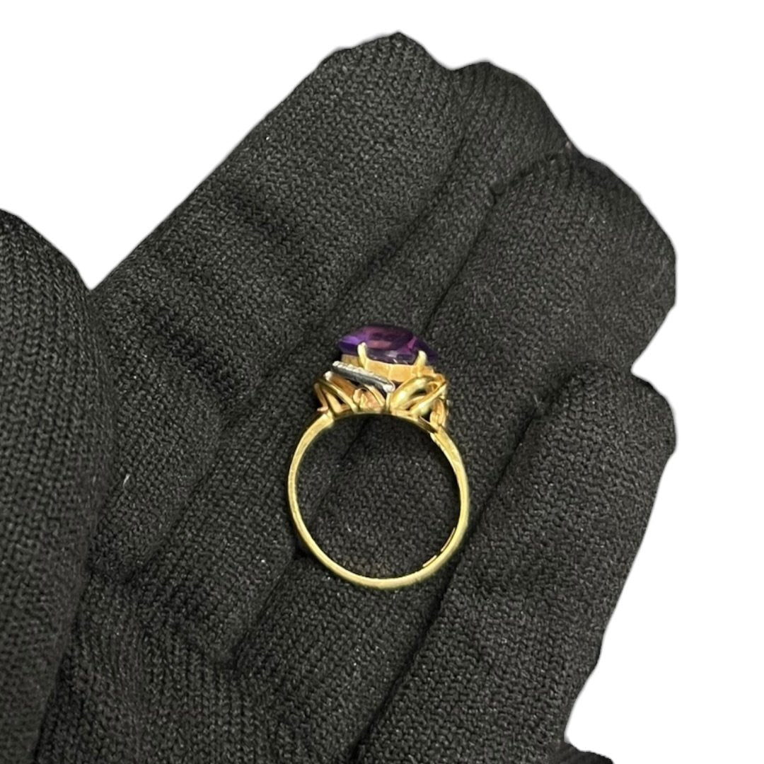 18K Gold, Amethyst, Diamonds Ring Purple, Gold, White | Authentic Pre-Owned Luxury