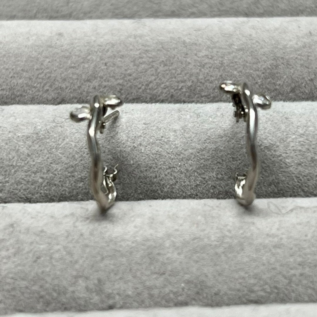 14K White Gold Hoop Earrings Silver White Gold Hardware | Authentic Pre-Owned Luxury