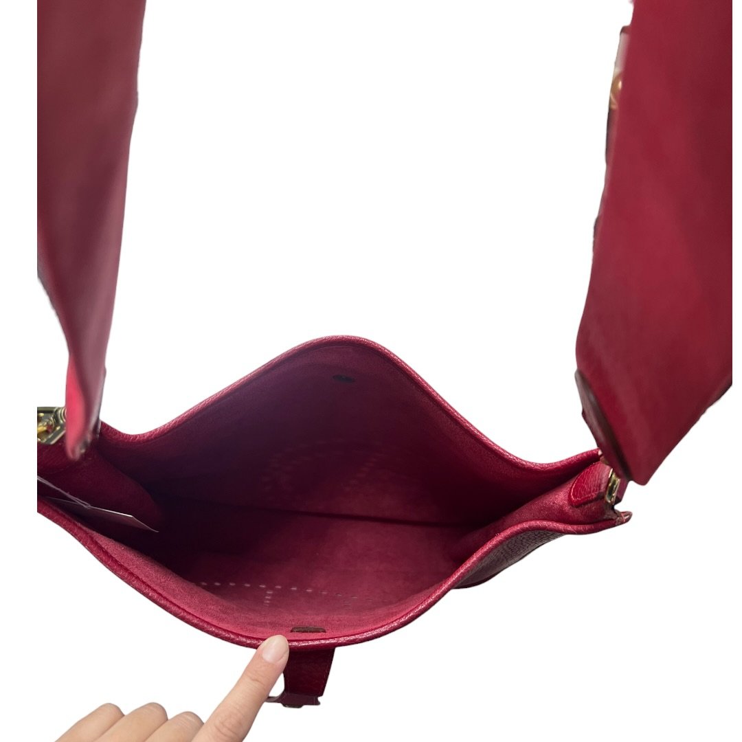 HERMES Clemence Evelyne III PM Shoulder Bag Red Gold Hardware | Authentic Pre-Owned Luxury