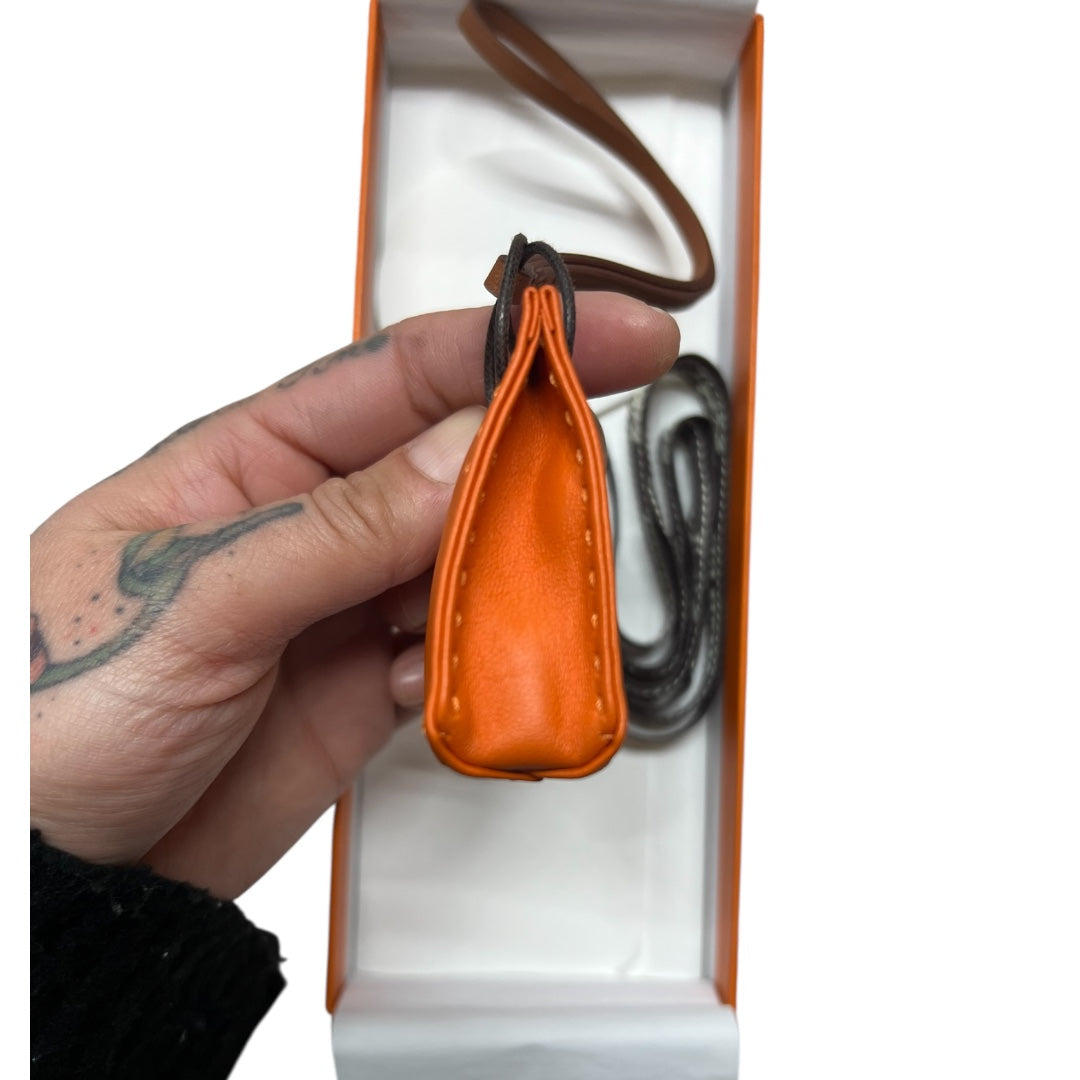 HERMES Sac Orange Bag Charm Orange Leather Handbag Charm | Authentic Pre-Owned Luxury