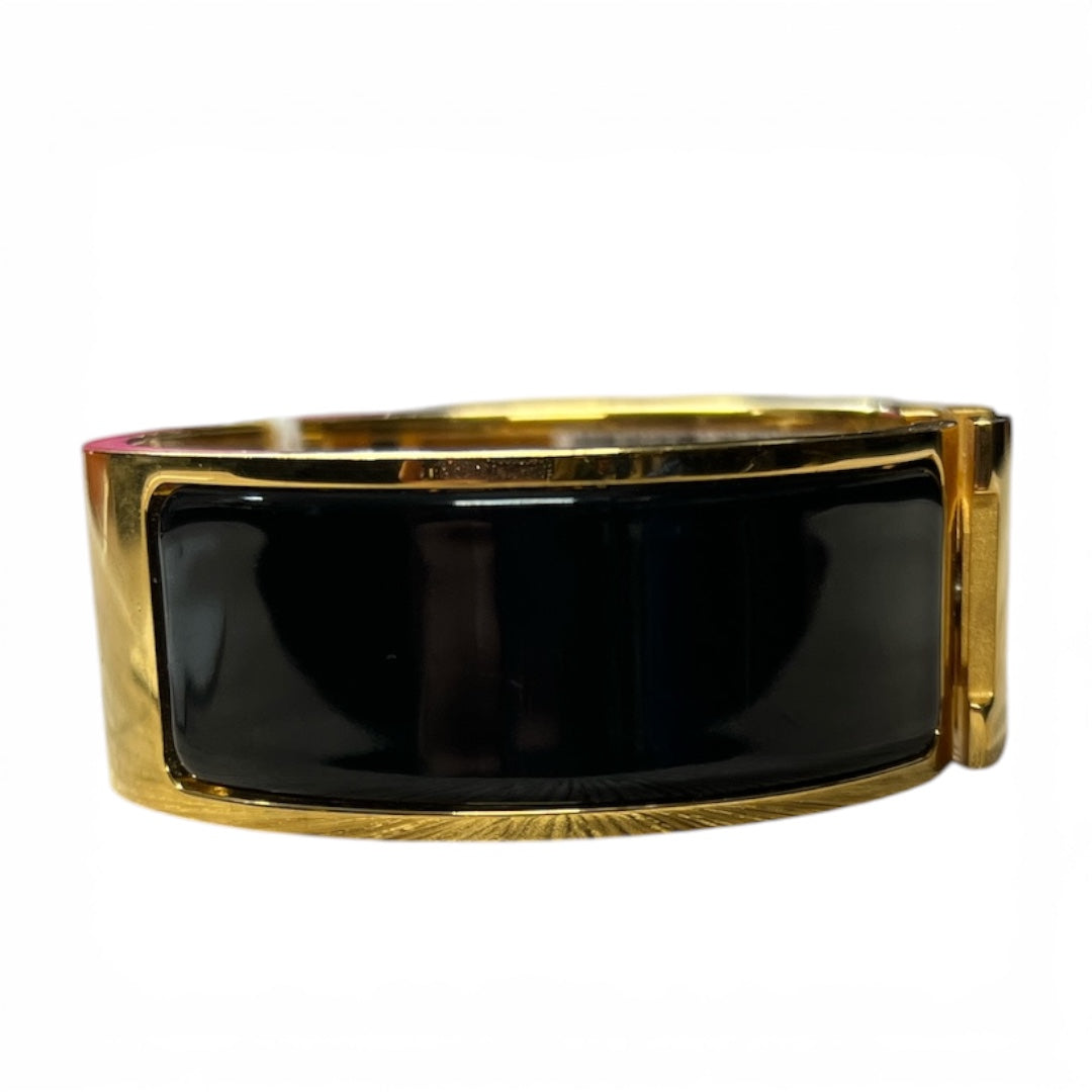 HERMES Clic Clac H Bracelet Black Enamel Gold Hardware Bangle | Authentic Pre-Owned Luxury