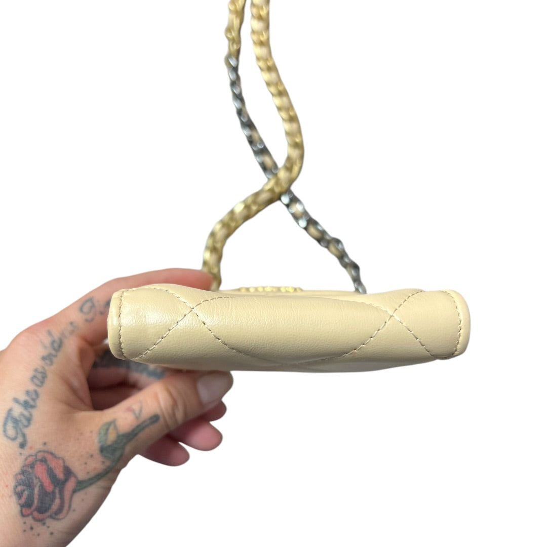 CHANEL 19 Matelasse Chain Smartphone Holder Lambskin Beige | Authentic Pre-Owned Luxury