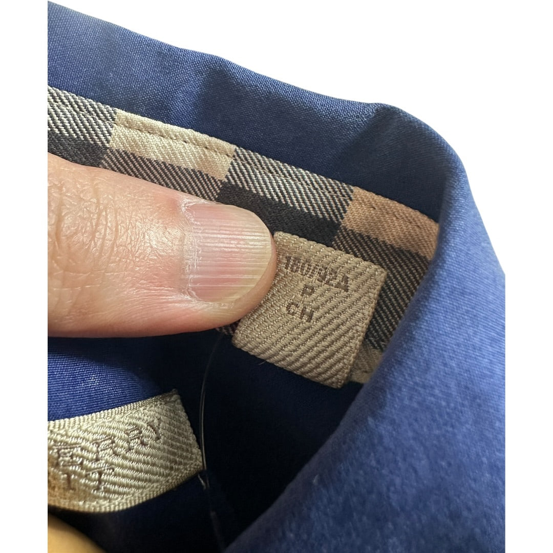 Burberry Authentic Burberry Brit Long Sleeve Shirt Blue with Check Trim | Authentic Pre-Owned Luxury