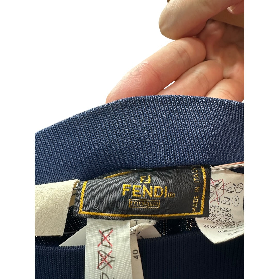 FENDI Authentic FENDI Navy Blue Knit Pencil Skirt Made in Italy | Authentic Pre-Owned Luxury