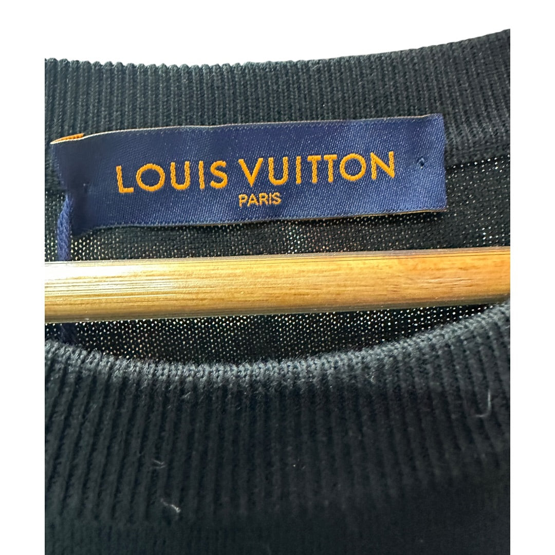 T-Family Authentic Louis Vuitton Black & Neon Green 1854 Logo Knit Top | Authentic Pre-Owned Luxury