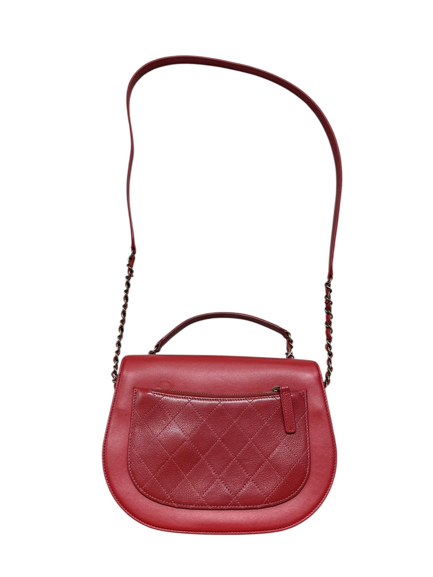 CHANEL Top Handle Saddle Messenger Flap Bag Quilted Leather Red | Authentic Pre-Owned Luxury