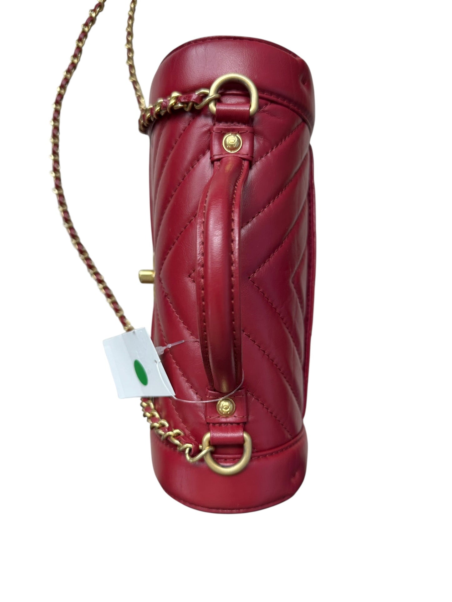 CHANEL Chevron Top Handle Flap Bag Leather Red | Authentic Pre-Owned Luxury