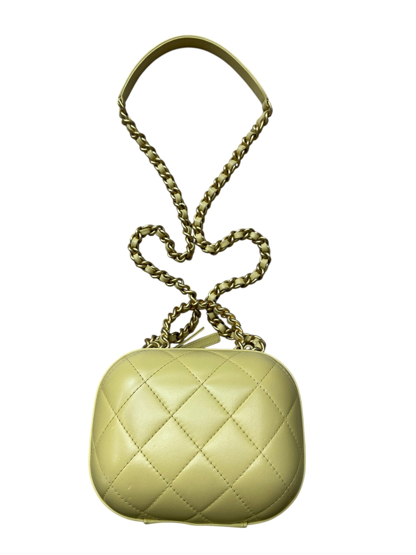 CHANEL Small Vanity Case Chunky Chain Handle Quilted Lambskin Pale | Authentic Pre-Owned Luxury