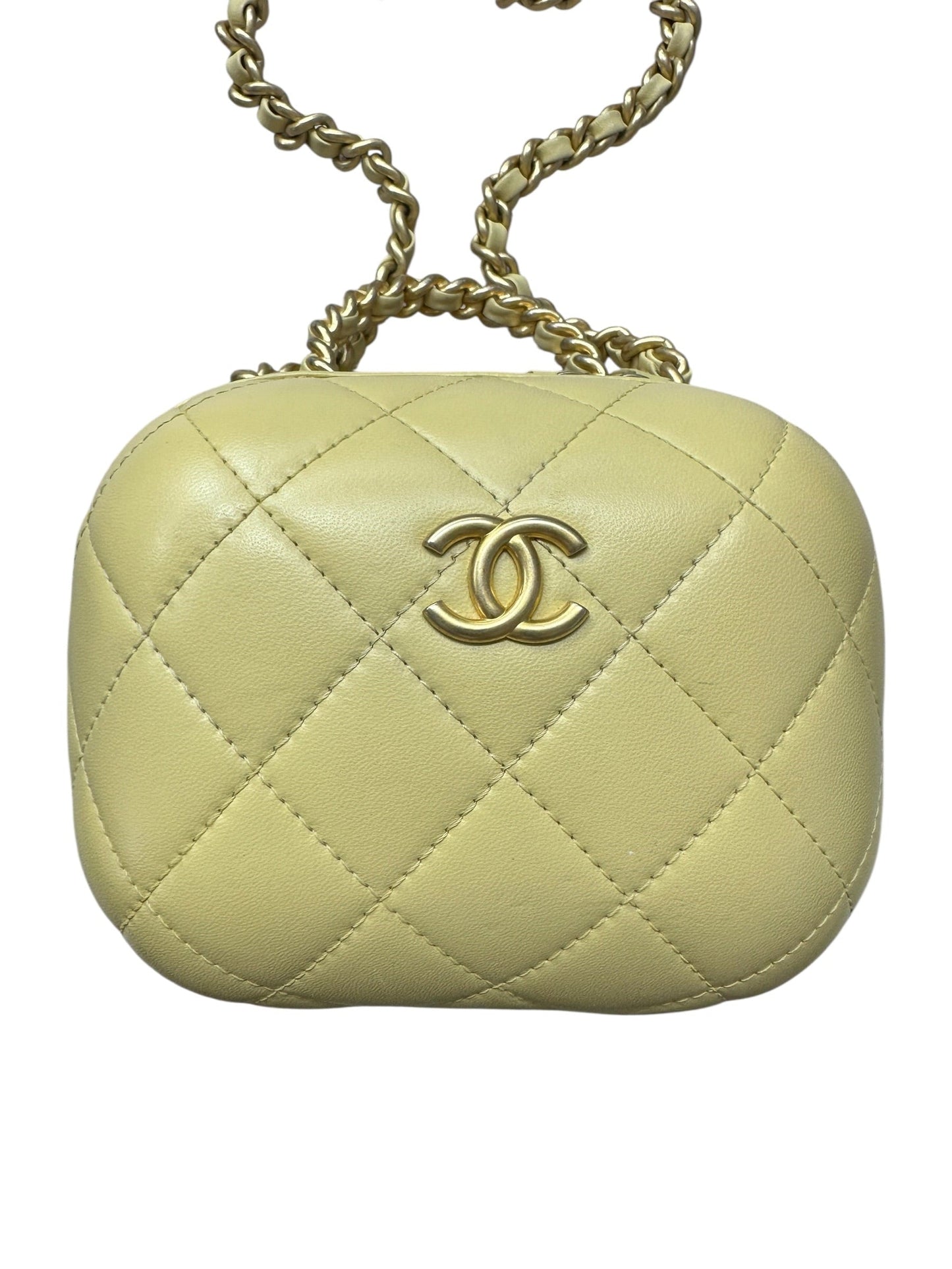 CHANEL Small Vanity Case Chunky Chain Handle Quilted Lambskin Pale | Authentic Pre-Owned Luxury