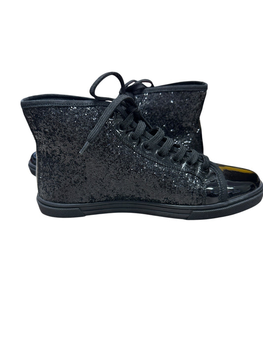 LOUIS VUITTON Sequined Fabric Sneaker Boot High-Top Sneakers Black Silver Hardware | Authentic Pre-Owned Luxury
