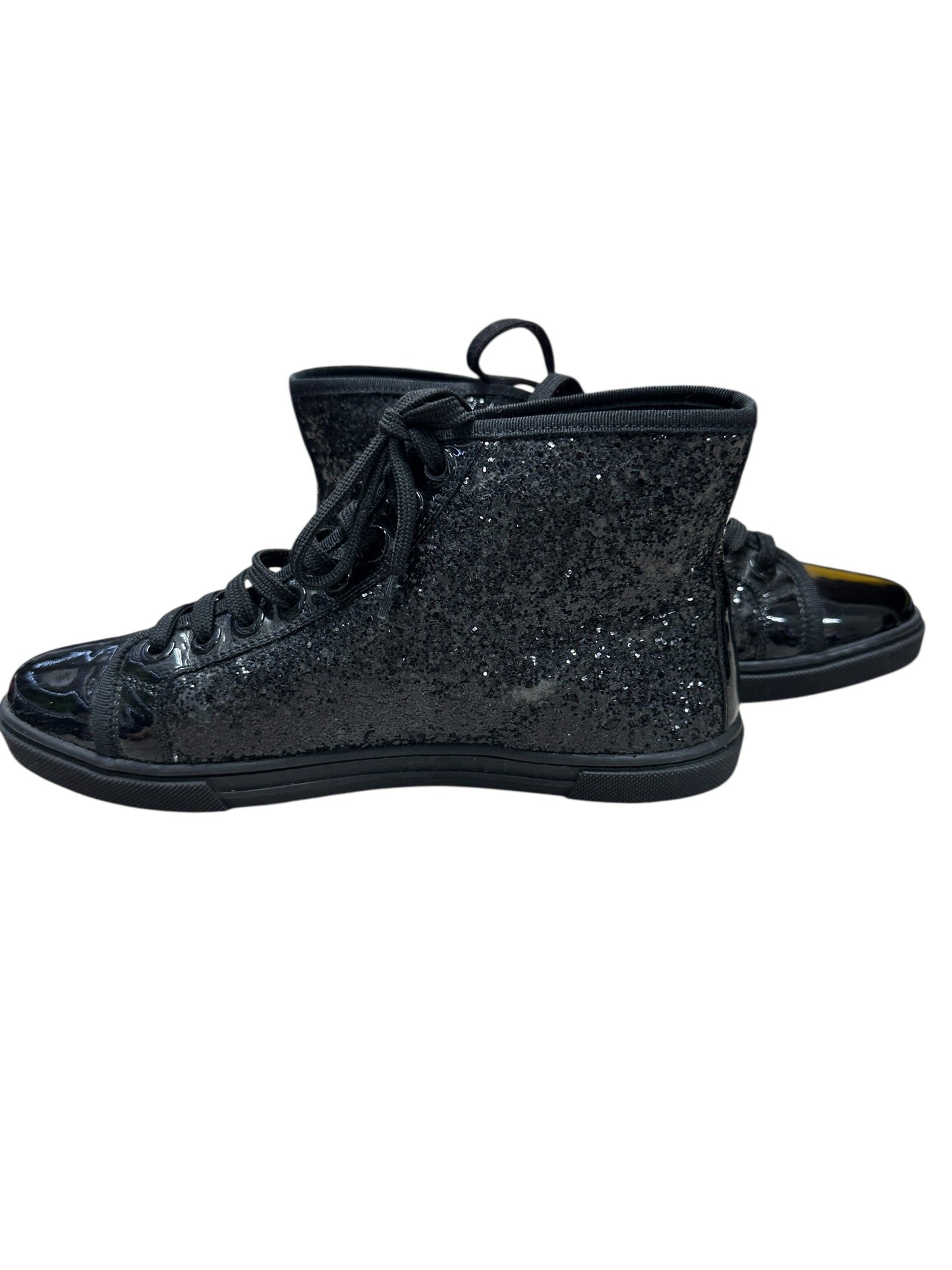 LOUIS VUITTON Sequined Fabric Sneaker Boot High-Top Sneakers Black Silver Hardware | Authentic Pre-Owned Luxury