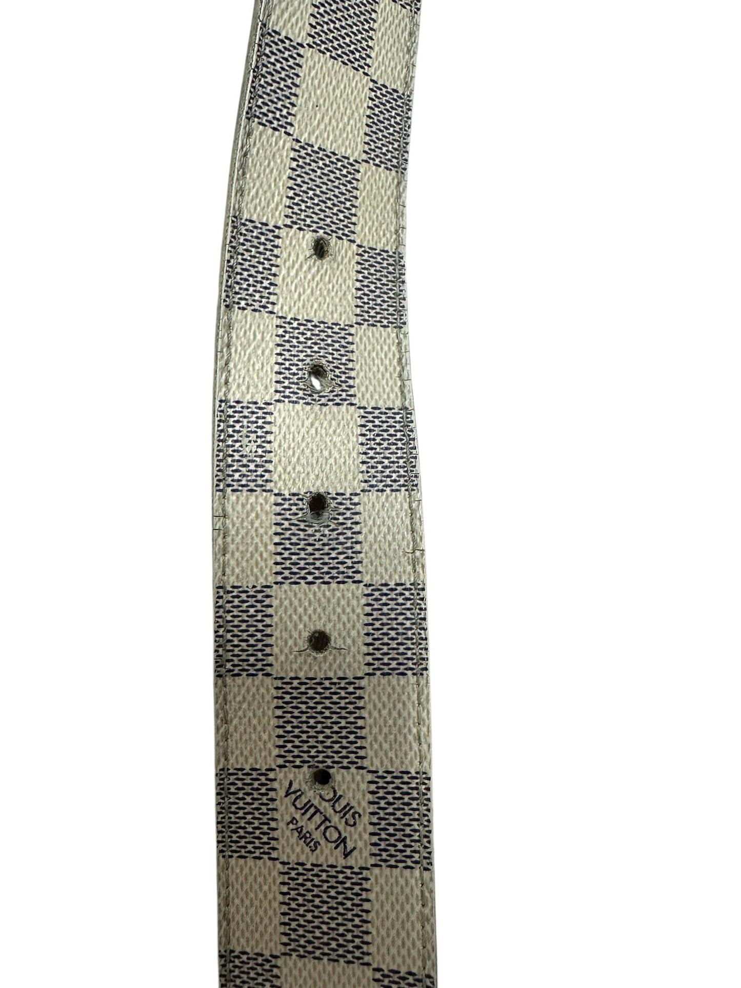 LOUIS VUITTON Damier Azur Initiales Belt Azur Gold Hardware | Authentic Pre-Owned Luxury