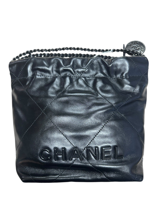 CHANEL 22 Mini Leather Hobo Shoulder Bag Black | Authentic Pre-Owned Luxury