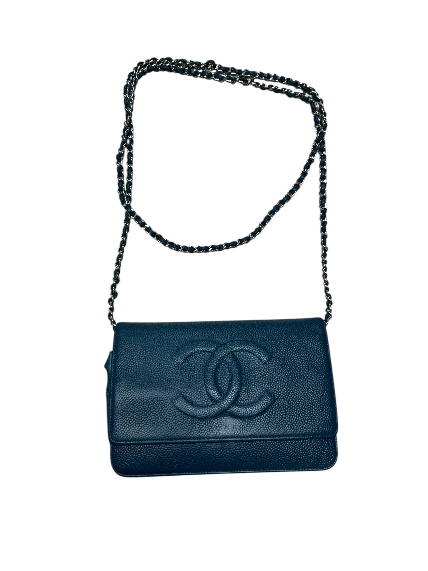 CHANEL Timeless CC Caviar Leather Wallet on Chain WOC Teal | Authentic Pre-Owned Luxury