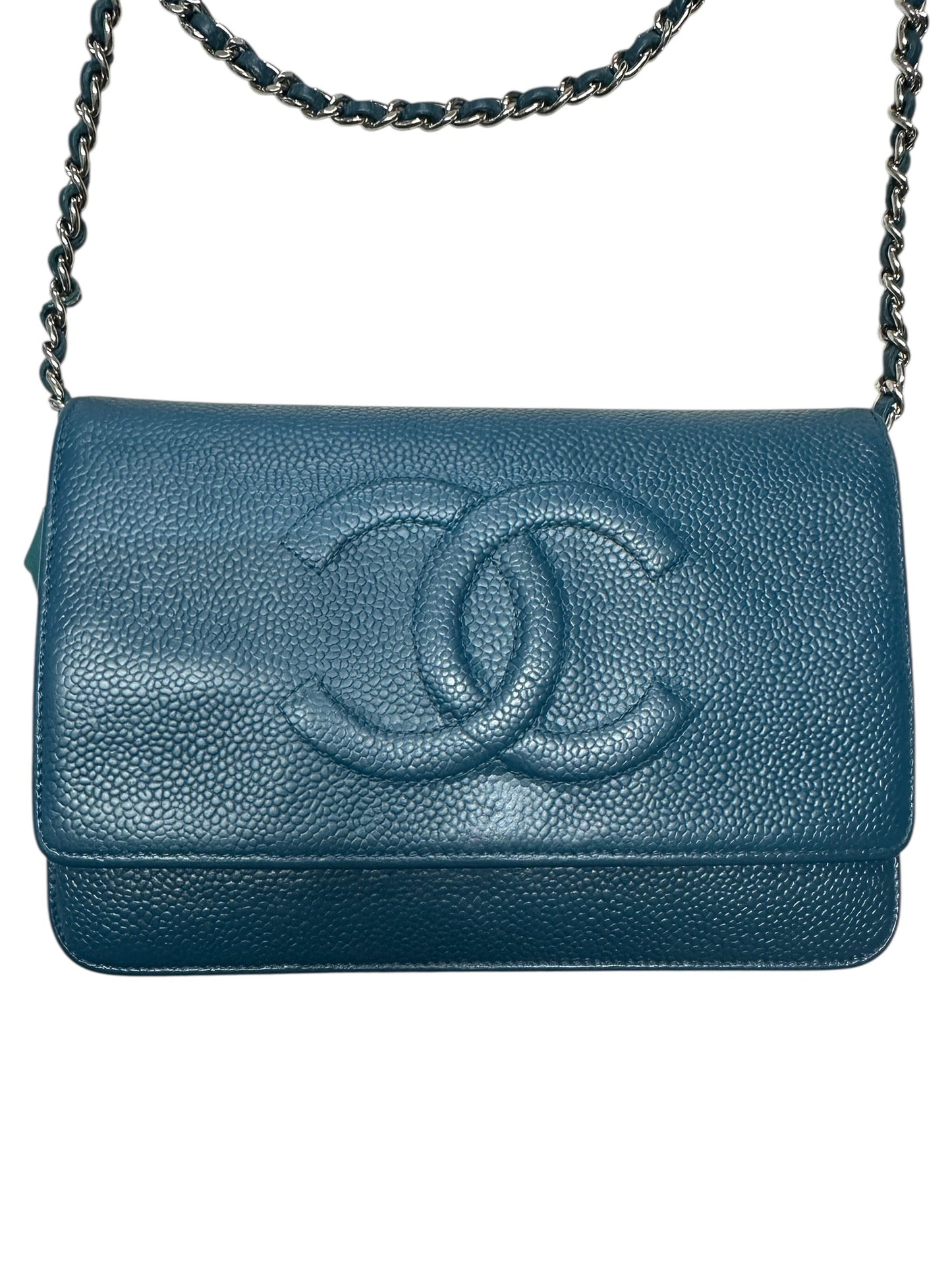 CHANEL Timeless CC Caviar Leather Wallet on Chain WOC Teal | Authentic Pre-Owned Luxury
