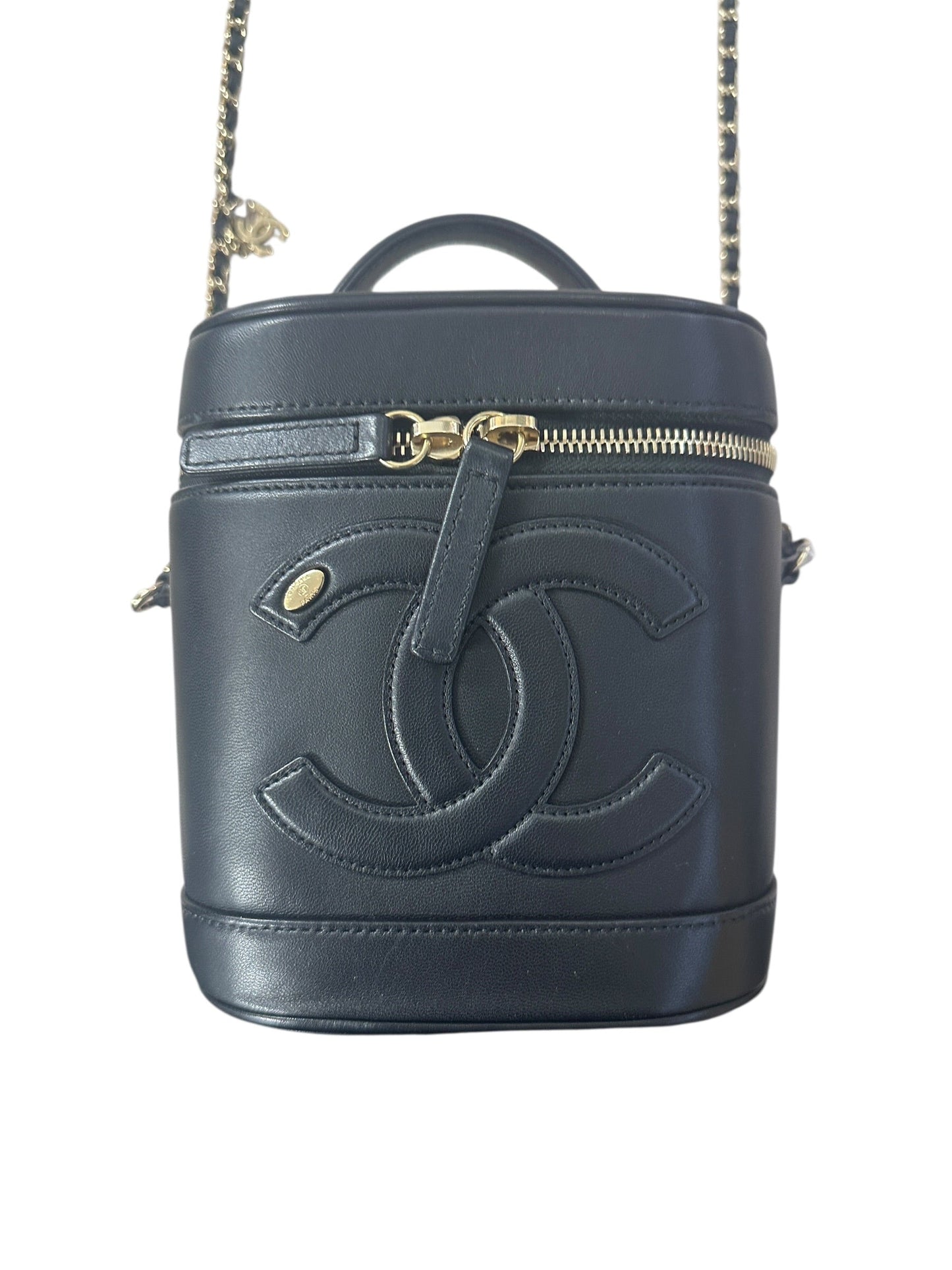 CHANEL Filigree Vanity Case Leather Bag Black Gold Hardware | Authentic Pre-Owned Luxury