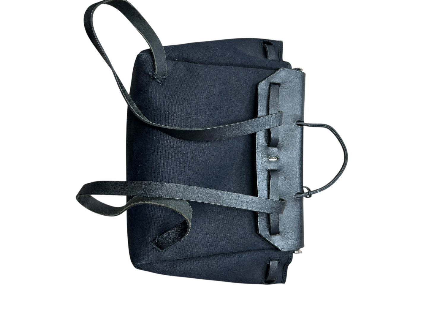 HERMES Herbag Black Canvas and Leather Shoulder Bag Silver Hardware | Authentic Pre-Owned Luxury