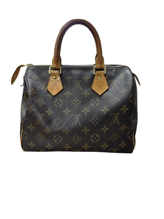 LOUIS VUITTON Monogram Speedy Handbag Brown Gold Hardware | Authentic Pre-Owned Luxury