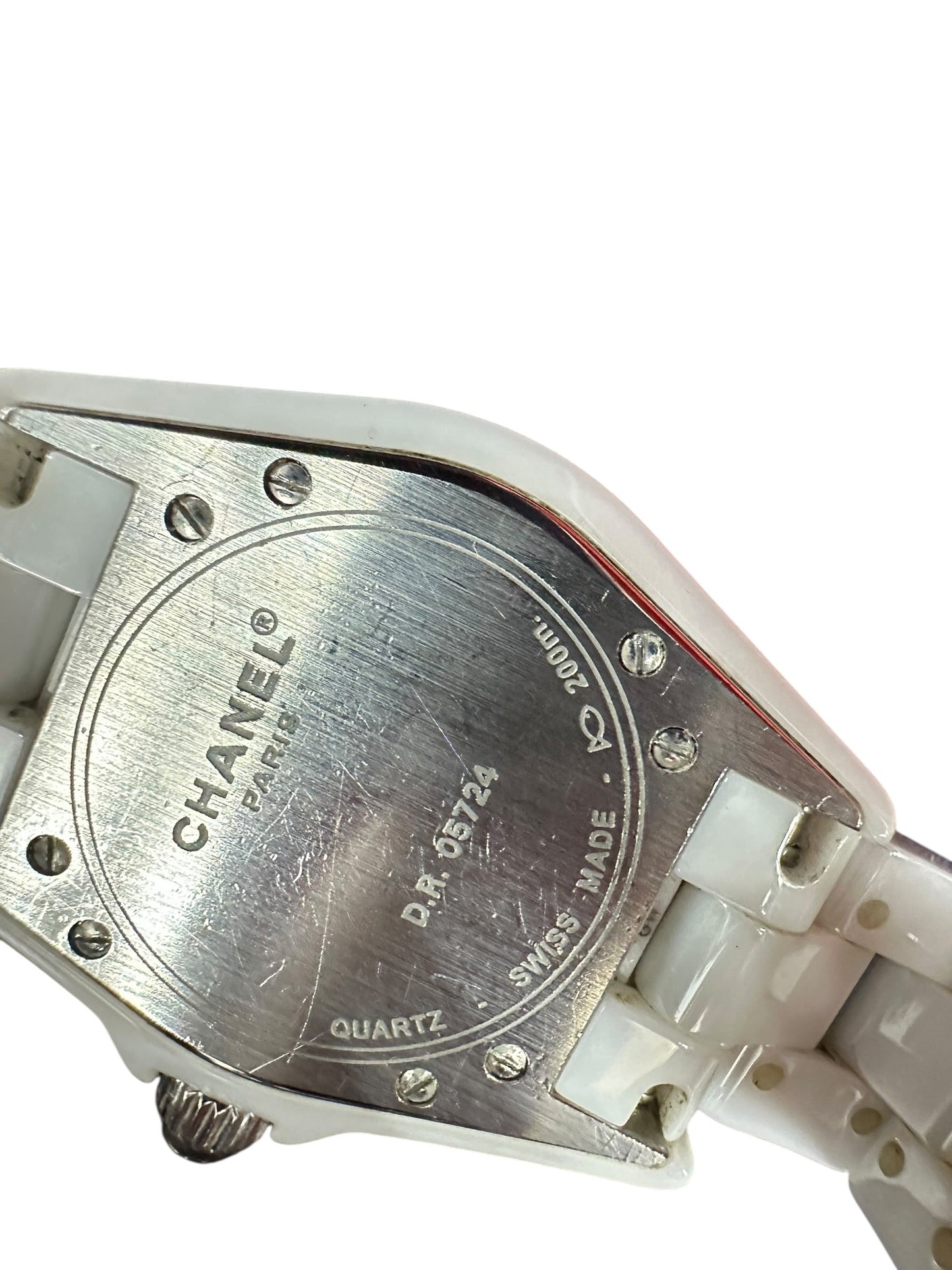 CHANEL J12 White Ceramic Quartz Watch with Baguette Stone Bezel & Dial | Authentic Pre-Owned Luxury